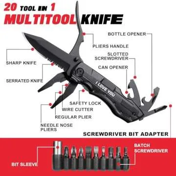 Gifts for Boyfriend Husband Him, Multitool Knife“I LOVE YOU”, Valentines Day Unique Gifts, Tools...