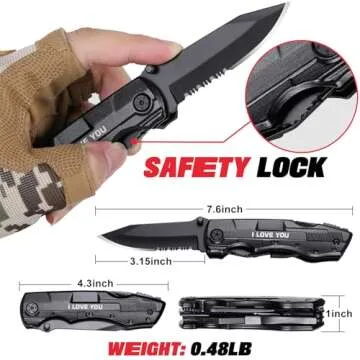 Gifts for Boyfriend Husband Him, Multitool Knife“I LOVE YOU”, Valentines Day Unique Gifts, Tools Gadgets Gifts for Him, Christmas Stocking Stuffers, Anniversary, Birthday Gift Ideas, Husband Gifts