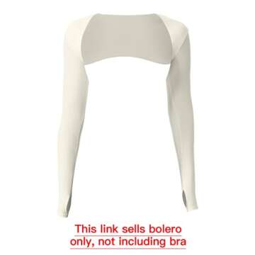 YEOREO Women Crop Top Long Sleeve Bolero Open Front Workout Cropped Shirts Sports Shrug Cream M