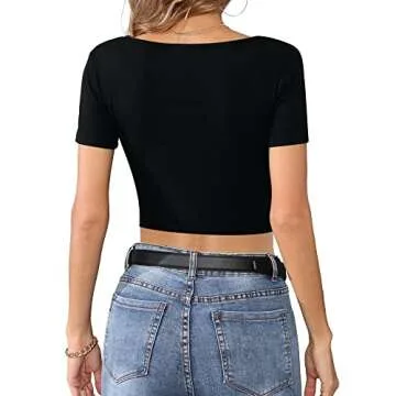 CLOZOZ Square Neck Crop Tops for Women - Stylish & Comfortable