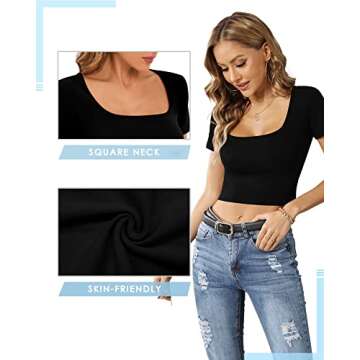 CLOZOZ Square Neck Crop Tops for Women - Stylish & Comfortable