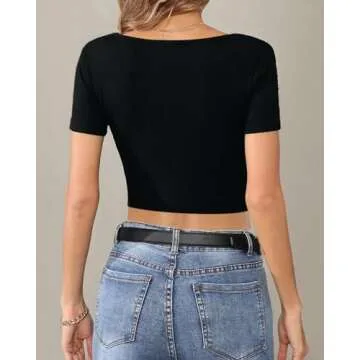 CLOZOZ Square Neck Crop Tops for Women - Stylish & Comfortable