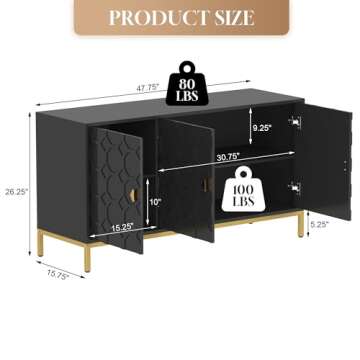 Boyel Living Sideboard Cabinet, Modern Freestanding Storage Cabinet 3-Door Accent Cabinet for Living...
