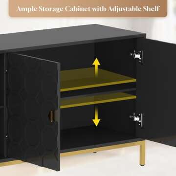Boyel Living Sideboard Cabinet, Modern Freestanding Storage Cabinet 3-Door Accent Cabinet for Living Room, Hallway, Entryway or Kitchen (Black)