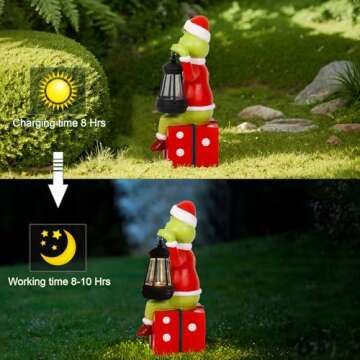 Christmas Decoration Solar Garden Statue Figurine with Light Décor for Outdoor Indoor Home Patio Po...