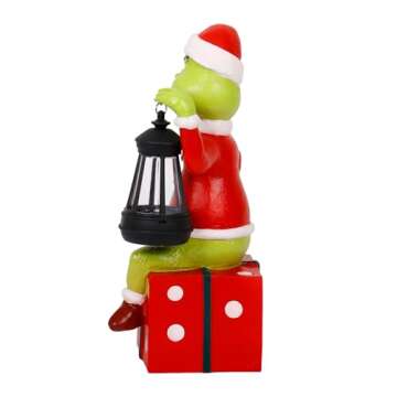 Christmas Decoration Solar Garden Statue Figurine with Light Décor for Outdoor Indoor Home Patio Porch(Style 1)