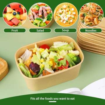 Fniiva 50 Pack 25 oz Paper Bowls with Lids for Parties