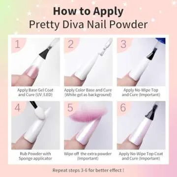 PrettyDiva Aurora Chrome Nail Powder - Iridescent Unicorn Chrome Nail Powder Multi Color Shifting Moonlight Chrome Powders, Magic Aurora Moonlight Effect Chrome Pigment Powder for Nail Art