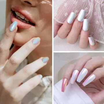 PrettyDiva Aurora Chrome Nail Powder - Iridescent Unicorn Chrome Nail Powder Multi Color Shifting Moonlight Chrome Powders, Magic Aurora Moonlight Effect Chrome Pigment Powder for Nail Art