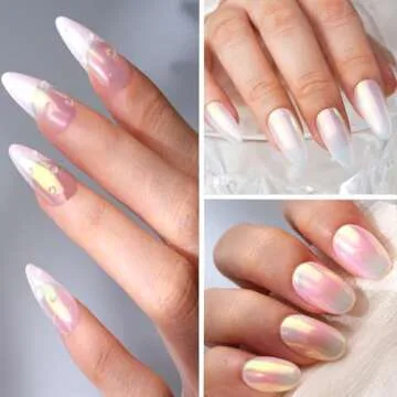 PrettyDiva Aurora Chrome Nail Powder - Iridescent Unicorn Chrome Nail Powder Multi Color Shifting Moonlight Chrome Powders, Magic Aurora Moonlight Effect Chrome Pigment Powder for Nail Art