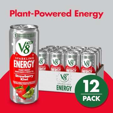 V8 +SPARKLING ENERGY Strawberry Kiwi Energy Drink – Refreshing, Healthy Boost in Every Can