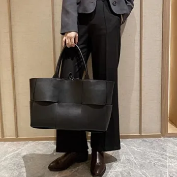 Stylish Vegan Leather Woven Tote Bag for Women