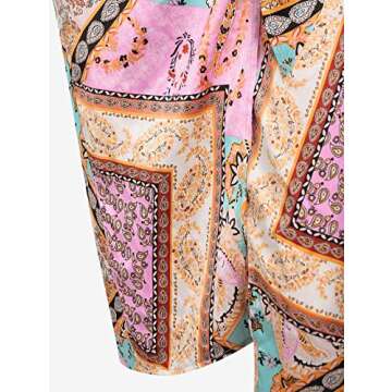 ZAFUL Women's Boho High Waist Midi Skirt Sexy Split Sarong Skirt Bandana Paisley Print Bodycon Skirt