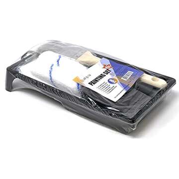 Allgala Paint Roller Kit 8 Pack 4 Inch Mini Micofiber Rollers with Tray Brush Gloves Drip Sheet Mini Roller Frame