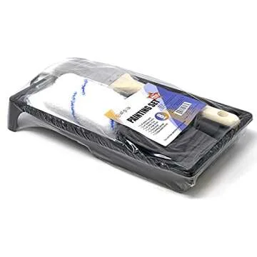 Allgala Paint Roller Kit 8 Pack 4 Inch Mini Micofiber Rollers with Tray Brush Gloves Drip Sheet Mini Roller Frame