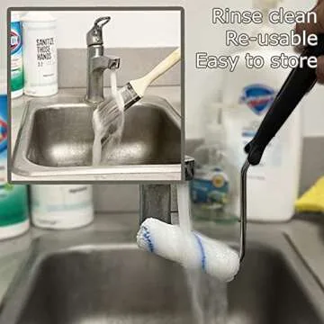 Allgala Paint Roller Kit 8 Pack 4 Inch Mini Micofiber Rollers with Tray Brush Gloves Drip Sheet Mini Roller Frame