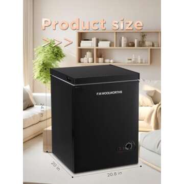 F.W.WOOLWORTHS 3.5 Cu.Ft Chest Freezer with Removable Basket, Deep Freezer Adjustable 7 Thermostat, ...