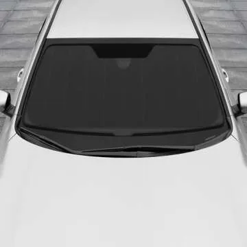 Motor Trend Black Accordion Folding Car Windshield Sun Shade - Blackout Sun Visor for Car Windshield - Foldable Jumbo Sunshade and Front Window Truck Sun Screen for UV Sun Protection - 66 x 27