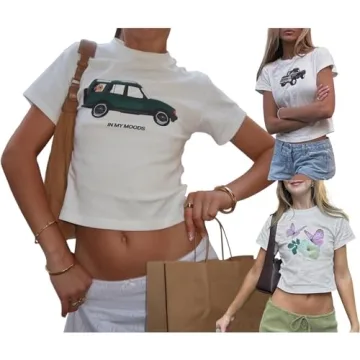 Trendy Y2K Flower Print Crop Top for Women and Teens
