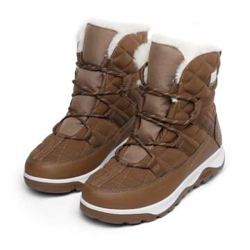 DREAM PAIRS Women's Winter Snow Boots Waterproof Rubber Mid Calf Booties with Warm Comfortable Fur L...