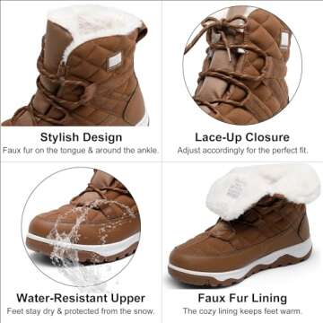 DREAM PAIRS Women's Waterproof Winter Snow Boots