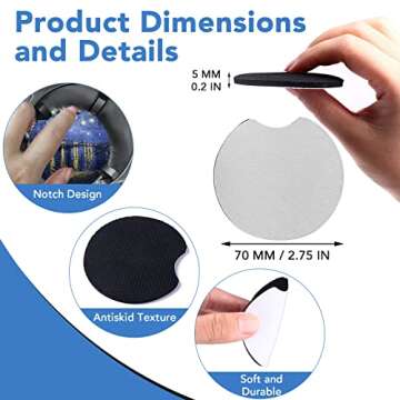 150 PCS Sublimation Blank Car Coasters, 2.75 in Circular Opening Blank Sublimation Coasters for Ther...