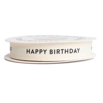 Happy Birthday Cotton Herringbone Ribbon for Gifts