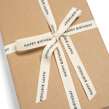 Happy Birthday Cotton Herringbone Ribbon for Gifts