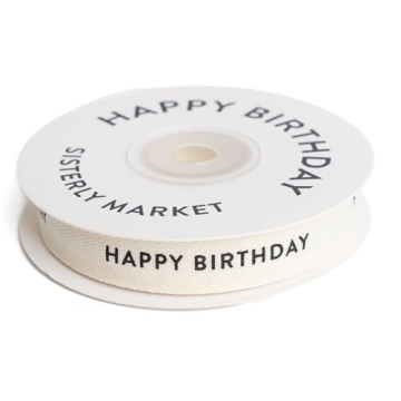 Happy Birthday Cotton Herringbone Ribbon for Gifts