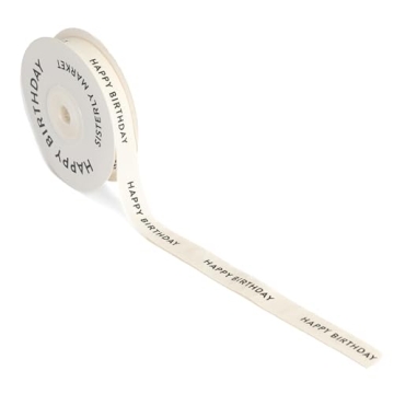 Happy Birthday Cotton Herringbone Ribbon for Gifts