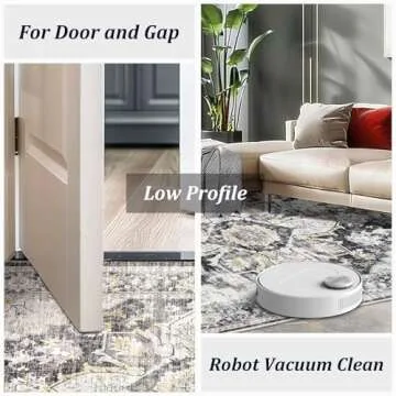 Area Rugs 8x10 for Living Room, Ultra-Thin Black Vintage Large Washable Rug Soft Non-Slip Backing Floor Mat Carpet Indoor Thin Rug for Bedroom Dining Room Playroom Office Home Decor