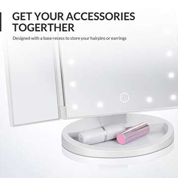 EASEHOLD Make-up Mirror with 21 LED Lights - Foldable & Rotatable