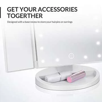 EASEHOLD Make-up Mirror with 21 LED Lights - Foldable & Rotatable