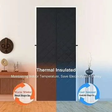 Odocovo Upgraded Magnetic Thermal Insulated Door Curtain,Thicken Polyester Fiberfill & Thicker Oxfor...