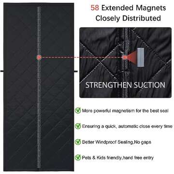 Odocovo Upgraded Magnetic Thermal Insulated Door Curtain,Thicken Polyester Fiberfill & Thicker Oxford Fabric,Temporary Magnetic Screen Door,Folding Accordion Doors,Interior Insulation Cover