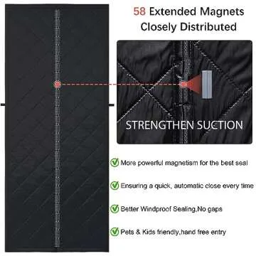 Odocovo Upgraded Magnetic Thermal Insulated Door Curtain,Thicken Polyester Fiberfill & Thicker Oxford Fabric,Temporary Magnetic Screen Door,Folding Accordion Doors,Interior Insulation Cover