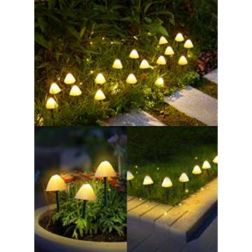 Solar Mushroom Garden Lights for Outside, 20 LED 32.8FT Solar String Lights Outdoor Waterproof for F...