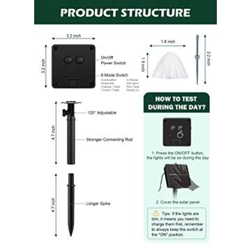 Solar Mushroom Garden Lights for Outside, 20 LED 32.8FT Solar String Lights Outdoor Waterproof for Fence with 8 Lighting Modes, Solar Pathway Lights for Patio Yard Decorative