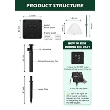 Solar Mushroom Garden Lights for Outside, 20 LED 32.8FT Solar String Lights Outdoor Waterproof for Fence with 8 Lighting Modes, Solar Pathway Lights for Patio Yard Decorative