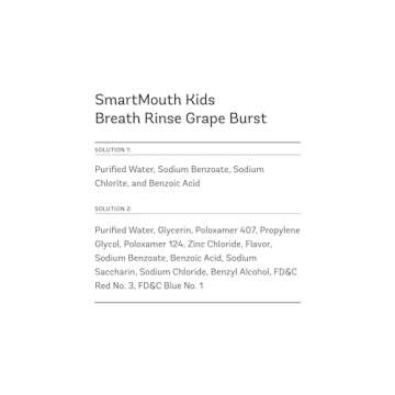 SmartMouth Kids Grape Burst Zinc Activated Oral Rinse - Children's Mouthwash - 10 Fl Oz, 4 Pack, Gra...