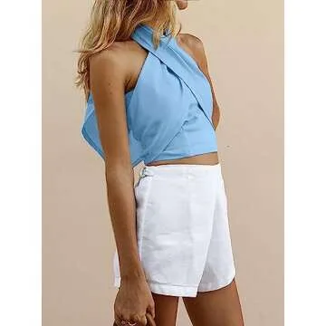 HYPERFIRE Women's Sexy Criss Cross Halter Crop Top