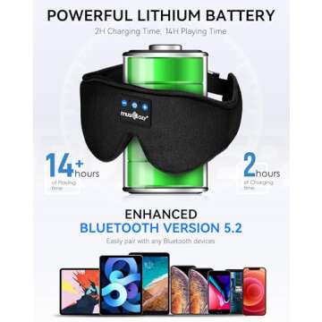 MUSICOZY 3D Bluetooth Sleep Mask with Headphones, Wireless Music Sleep Headband Eye Mask for Side Sleepers, Men, Women, and Mom, Ideal for Sleeping, Travel, Meditation, Cool Tech Gifts