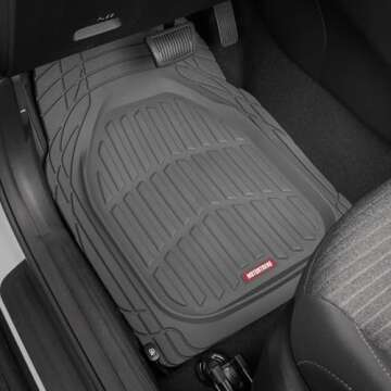 Motor Trend FlexTough Floor Mats for Cars, Gray Deep Dish All-Weather Mats, Waterproof Trim-To Fit A...