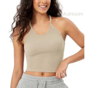 Elegant ODODOS Women's Seamless Crop Tank Tops 3-Pack