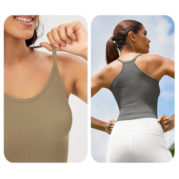 Elegant ODODOS Women's Seamless Crop Tank Tops 3-Pack