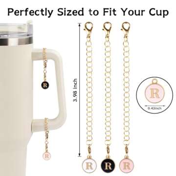GUDEMAO 3 Pcs Letter Charm Accessories for Tumblers with Handle, A-Z Initial Name ID Personalized Ha...