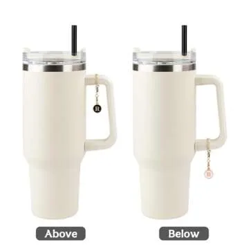 GUDEMAO 3 Pcs Letter Charm Accessories for Tumblers with Handle, A-Z Initial Name ID Personalized Handle Charm for Tumbler, 3 Colors Stainless Steel Initial Identification Charms Pink/White/Black (R)