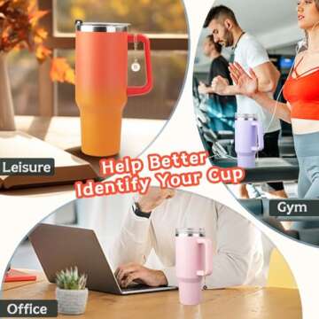 GUDEMAO 3 Pcs Letter Charm Accessories for Tumblers with Handle, A-Z Initial Name ID Personalized Handle Charm for Tumbler, 3 Colors Stainless Steel Initial Identification Charms Pink/White/Black (R)