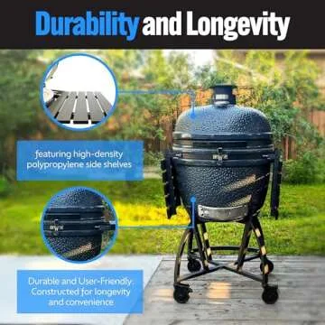 SnS Grills Slow ‘N Sear Deluxe Kamado Grill - Two-Zone Cooking Experience