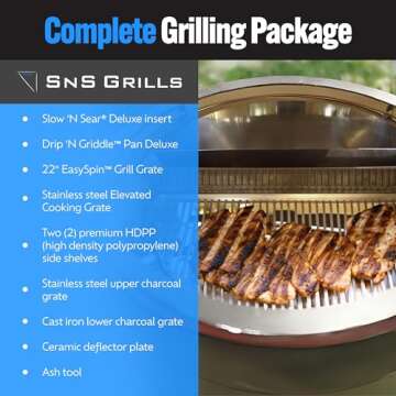 SnS Grills Slow ‘N Sear Deluxe Kamado Grill - Two-Zone Cooking Experience